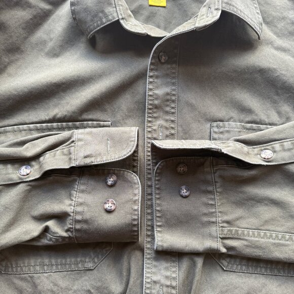 Cabelas Mens Long Sleeve Button-Up Shirt Olive Green Size L - Picture 3 of 7